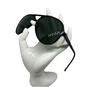Vintage Ray-Ban Bausch & Lomb Cats Ski Aviator Black Sunglasses 70's France 145.